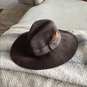 Elegant Dark Brown Fedora with Feather Accent